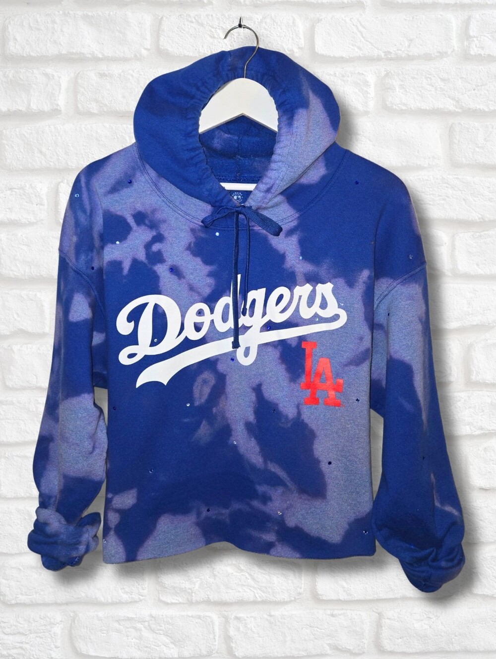 Los Angeles Dodgers Crop Hoodie W/Rhinestones
